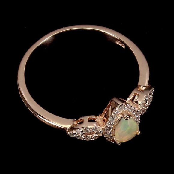 3 Stone Ring, Opal Ring, Gemstone Promise Ring, Solitaire Engagement Ring - Picture 3 of 6